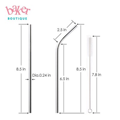 Environmental Reusable Stainless Steel Drinking Straws with Brush